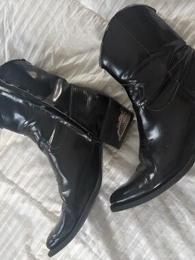 Black Western-Inspired Ankle Boots